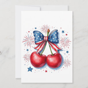 Cherries with Coquette Bow 4th of July American Save The Date