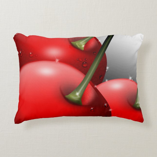 Cherries with Dew Drops Decorative Cushion (Front)