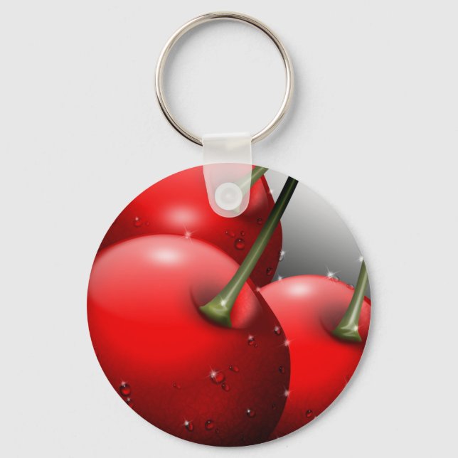 Cherries with Dew Drops Key Ring (Front)