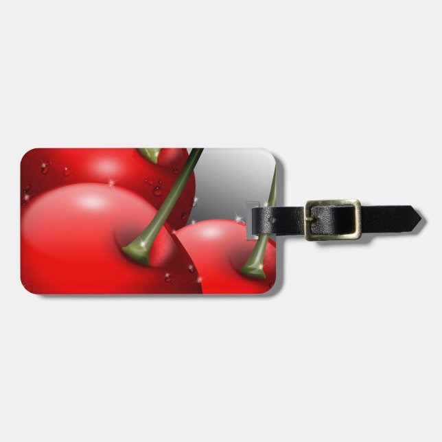 Cherries with Dew Drops Luggage Tag (Front Horizontal)
