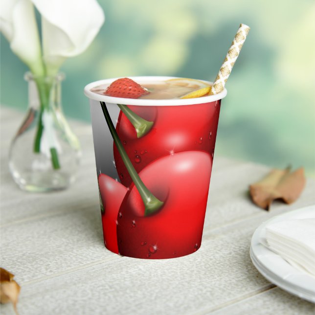 Cherries with Dew Drops Paper Cups (Insitu)