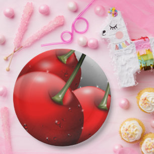 Cherries with Dew Drops Paper Plate