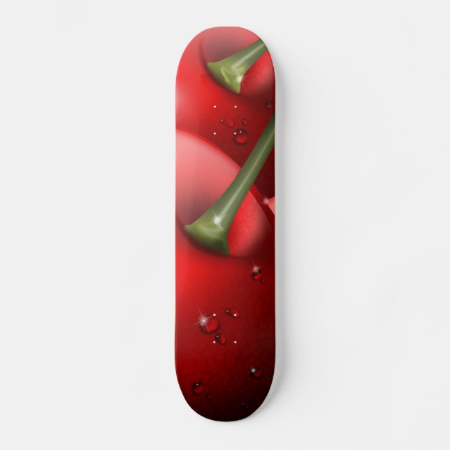 Cherries with Dew Drops Skateboard (Front)
