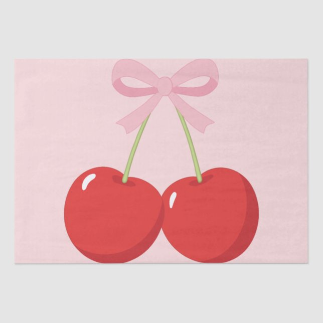 Cherries with Pink Bow Coquette  Tissue Paper (Front)