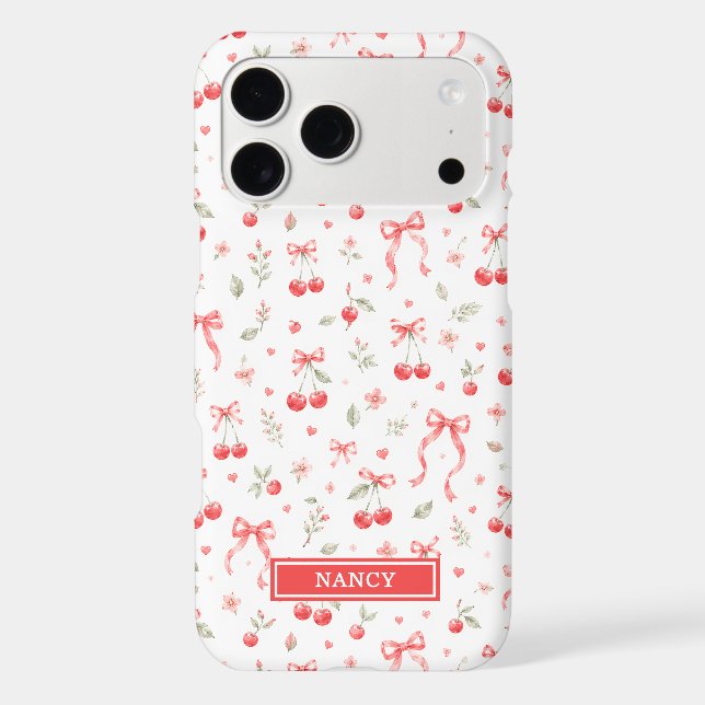 Cherries With Red Coquette Bows Monogrammed (Back)