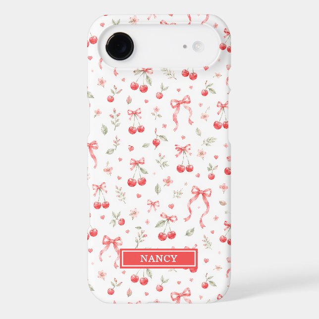 Cherries With Red Coquette Bows Monogrammed (Back)
