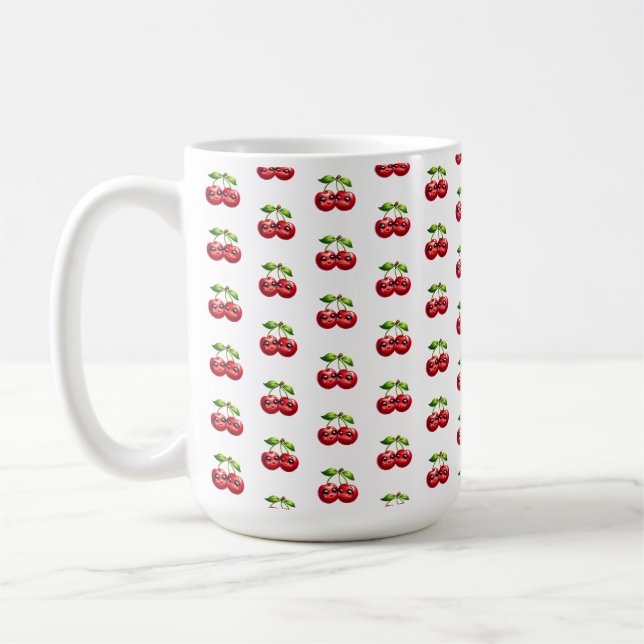 Cherries with smiley faces coffee mug (Left)