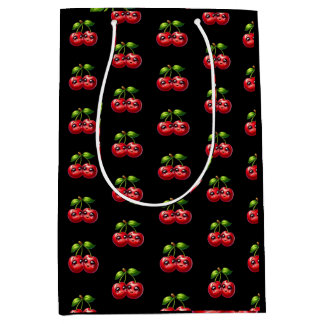 Cherries with smiley faces medium gift bag