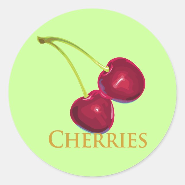 Cherries with Stems Classic Round Sticker (Front)
