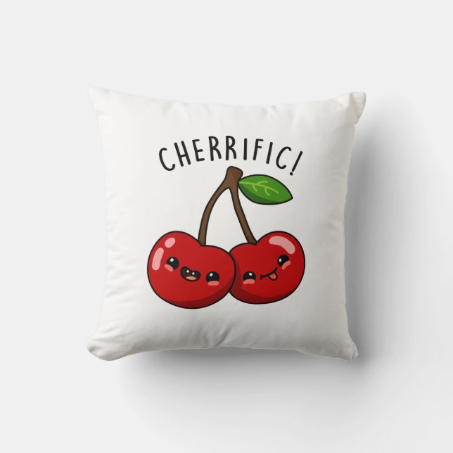 Cherrific Funny Red Cherry Pun  Cushion (Front)