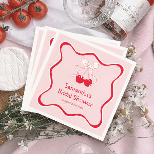 Cherrry On Top Bow Bridal Shower Napkin
