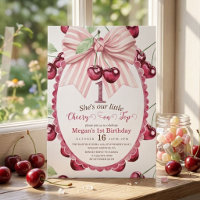 Cherry 1st Birthday Party Coquette Bow Birthday