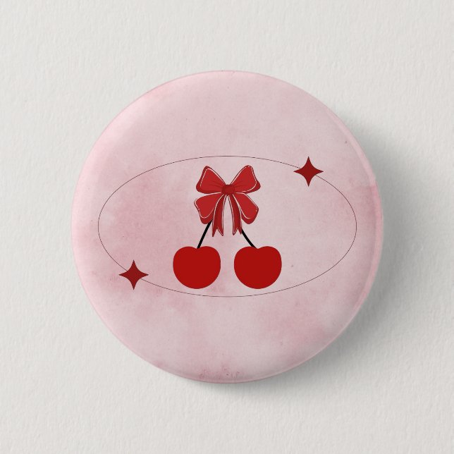 Cherry 6 Cm Round Badge (Front)