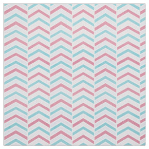 Cherry and Blue Faded Chevron Pattern Fabric