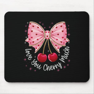 Cherry And Bows Cute Cherry Love You Cherry Much V Mouse Pad