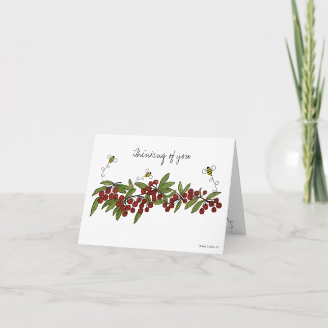 Cherry and Bumble Bee Blank note card (Front)