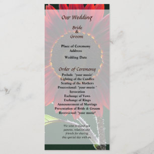 Cherry and Chocolate Sunflower Wedding Program Programme