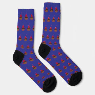 Cherry And Chocolate Sustainable Premium Blue Socks