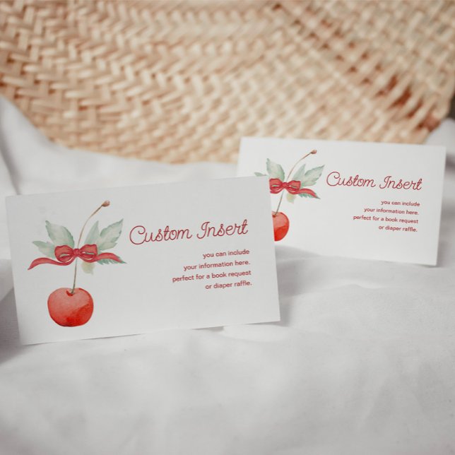 Cherry and Red Bow Baby Shower  Enclosure Card (Creator Uploaded)