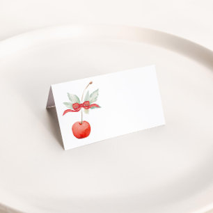 Cherry and Red Ribbon Baby Shower Place Card