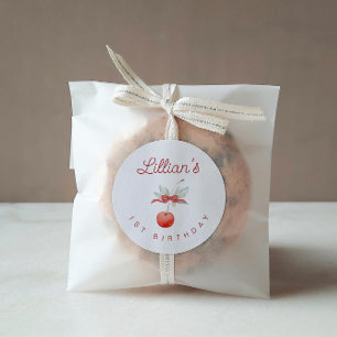 Cherry and Red Ribbon Birthday Party Classic Round Sticker