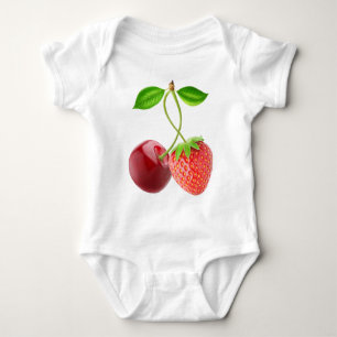 Cherry and strawberry together baby bodysuit