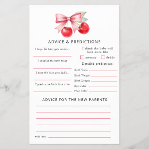 Cherry Baby Shower Advice & Predictions Card