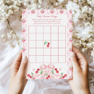 Cherry Baby Shower Bingo Game Card