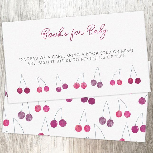 Cherry Baby Shower Book Request Enclosure Card (Baby shower book request cherry watercolor enclosure card)