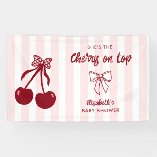 Cherry Baby Shower Cherry on Top Coquette Bows Banner