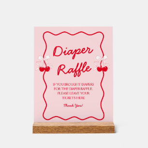 Cherry Baby Shower Diaper Raffle Acrylic Sign