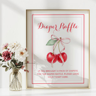 Cherry Baby Shower Diaper Raffle Sign