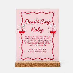 Cherry Baby Shower Don't Say Baby Game Acrylic Sign