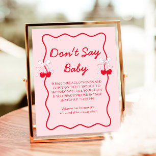 Cherry Baby Shower Don't Say Baby Game Poster