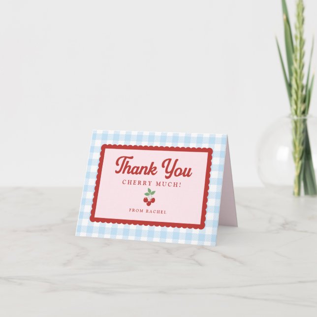Cherry Baby Shower Folded Thank You Card (Front)
