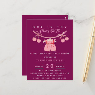 Cherry Baby Shower Invitation Cherry on top Invite Postcard