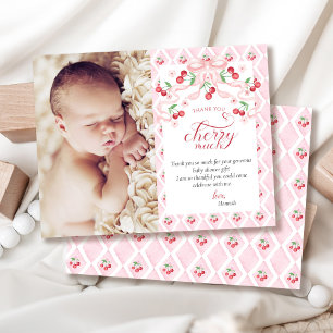 Cherry Baby Shower Photo Thank You Card