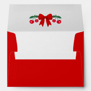 Cherry Baby Shower Red Gingham Bow Envelope