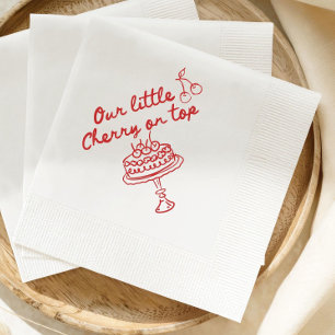 Cherry baby shower she our cherry on top baby show napkin