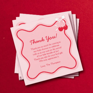 Cherry Baby Shower Thank You Card