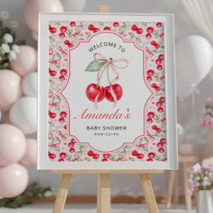Cherry Baby Shower Welcome Sign Poster