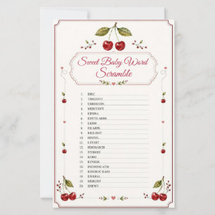Cherry Baby Shower Word Scramble party game