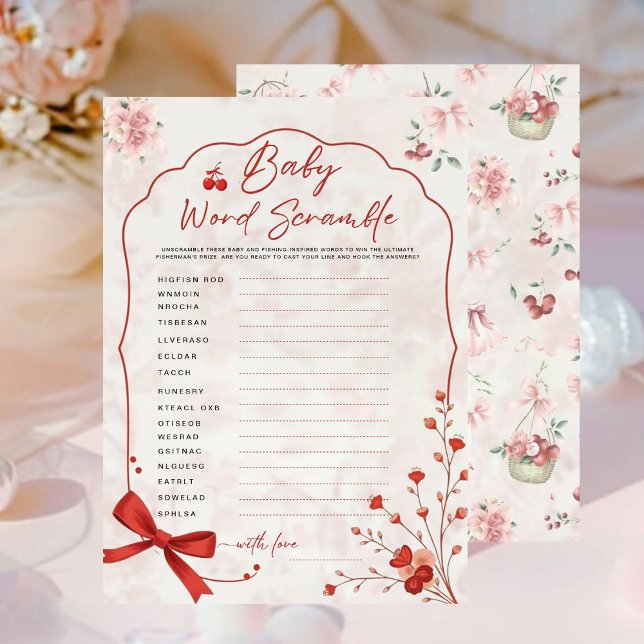 Cherry Baby Word Scramble Game | Pink Bow Shower (Creator Uploaded)