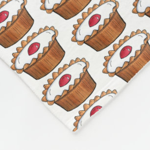 Cherry Bakewell Tart British Food UK Pastry Baking Fleece Blanket