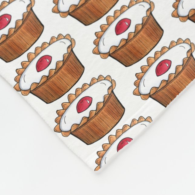 Cherry Bakewell Tart British Food UK Pastry Baking Fleece Blanket (Corner)