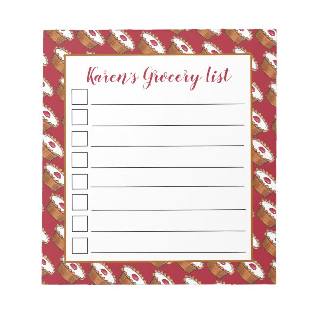Cherry Bakewell Tart British Food UK Pastry Baking Notepad (Front)
