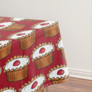 Cherry Bakewell Tart British Food UK Pastry Baking Tablecloth