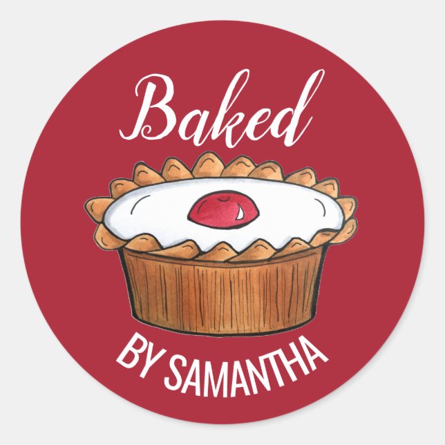 Cherry Bakewell Tart England British Food Sweet Classic Round Sticker (Front)