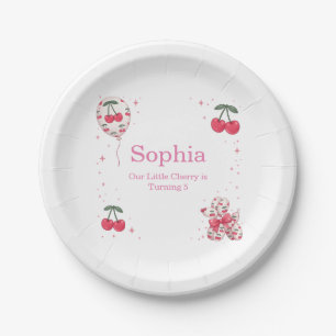 Cherry Balloon Dog Birthday Party Paper Plate