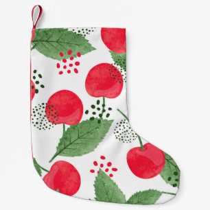 Cherry Berries Vintage, Watercolor Seamless. Small Christmas Stocking